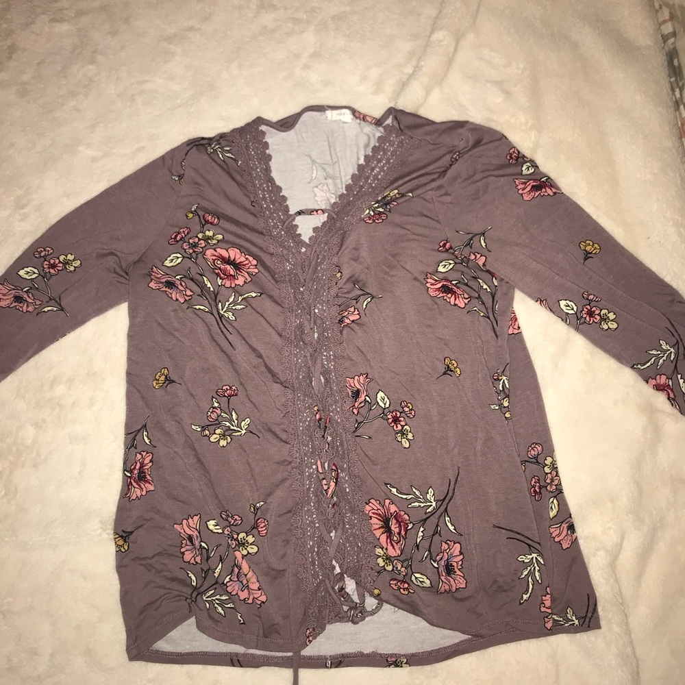 Purple floral blouse